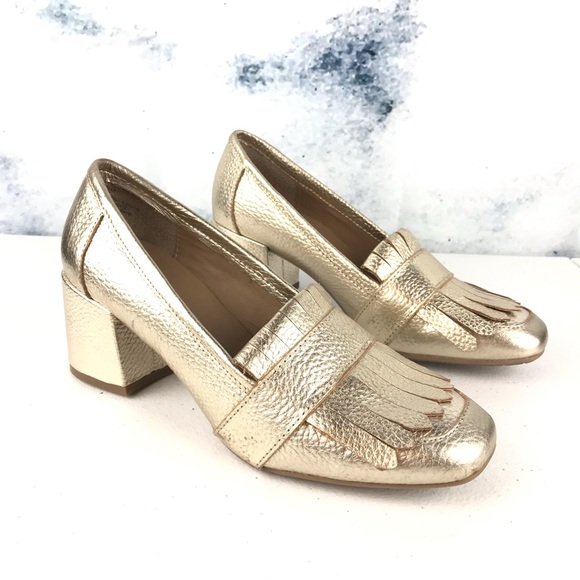Kenneth Cole Michelle Gold Fringe Heels 
